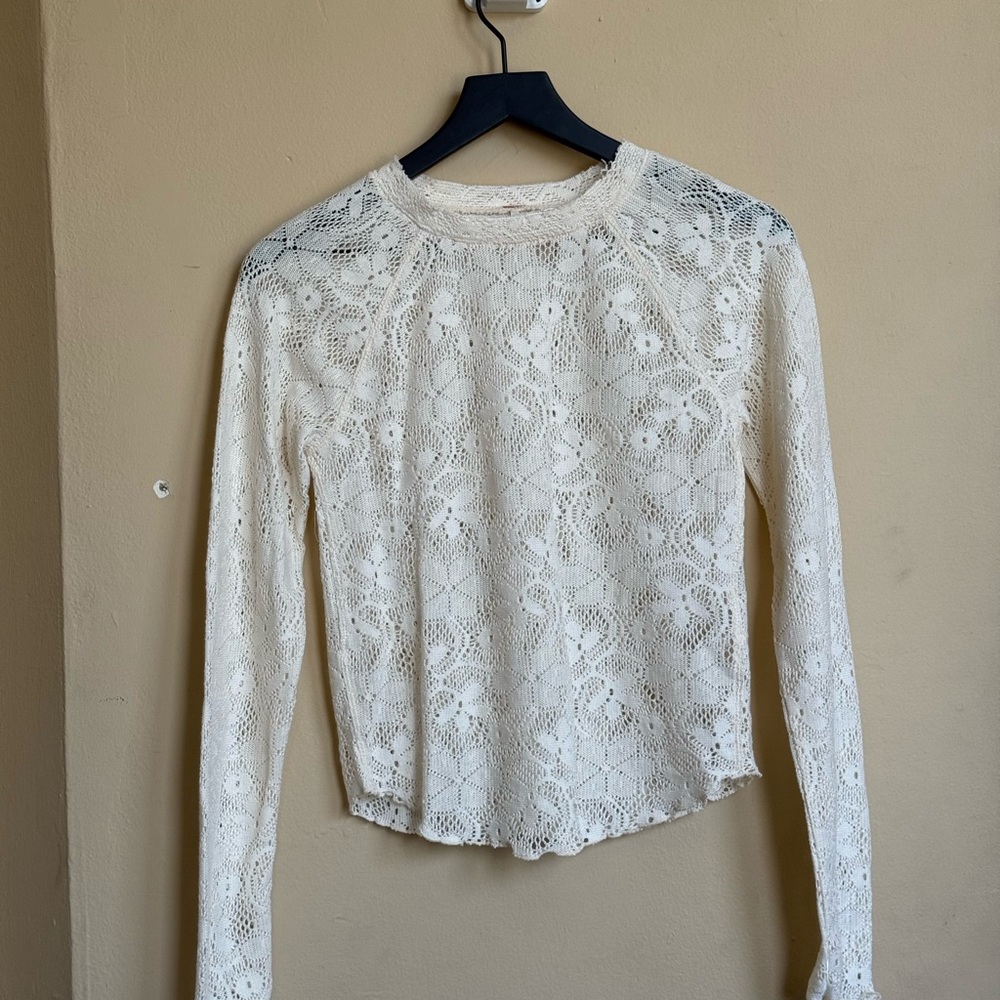 Free People Ivory Lace Blouse
